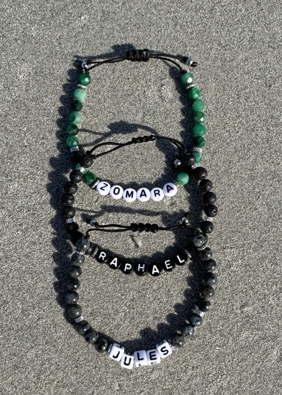 Bracelet Little Words for men - labradorite (à personnaliser)