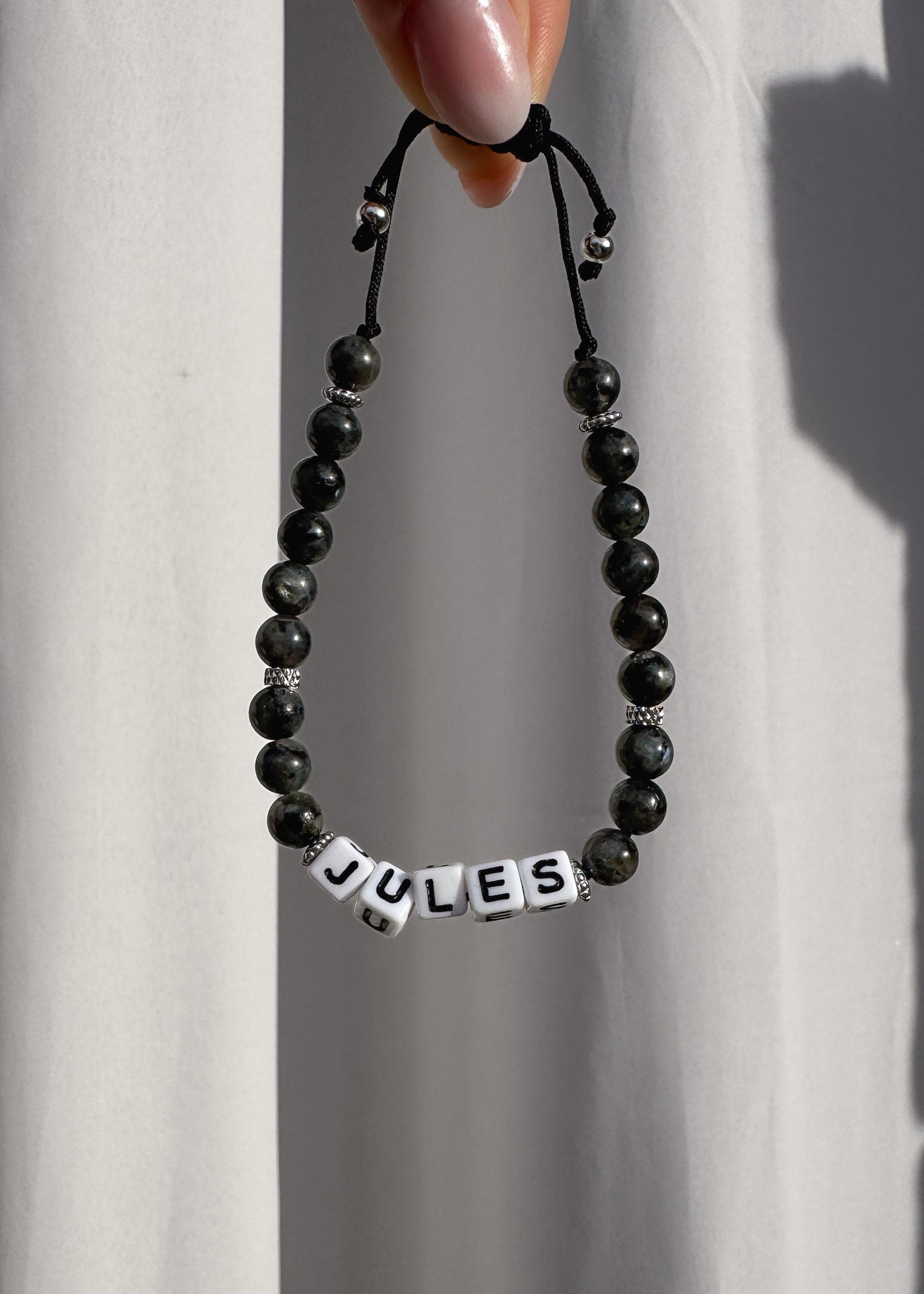Bracelet Little Words for men - labradorite (à personnaliser)