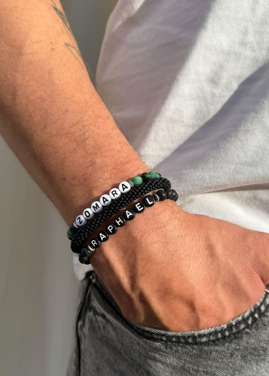 Bracelet Little Words for men - vert émeraude (à personnaliser)