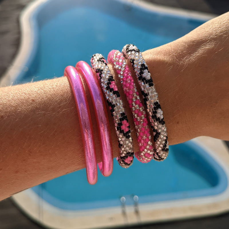 Bracelet népalais #12 (argent, noir et blanc)