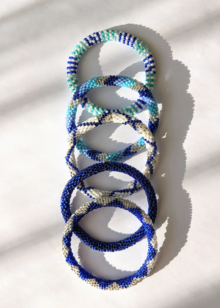 Bracelet népalais #20 (bleu et argenté)