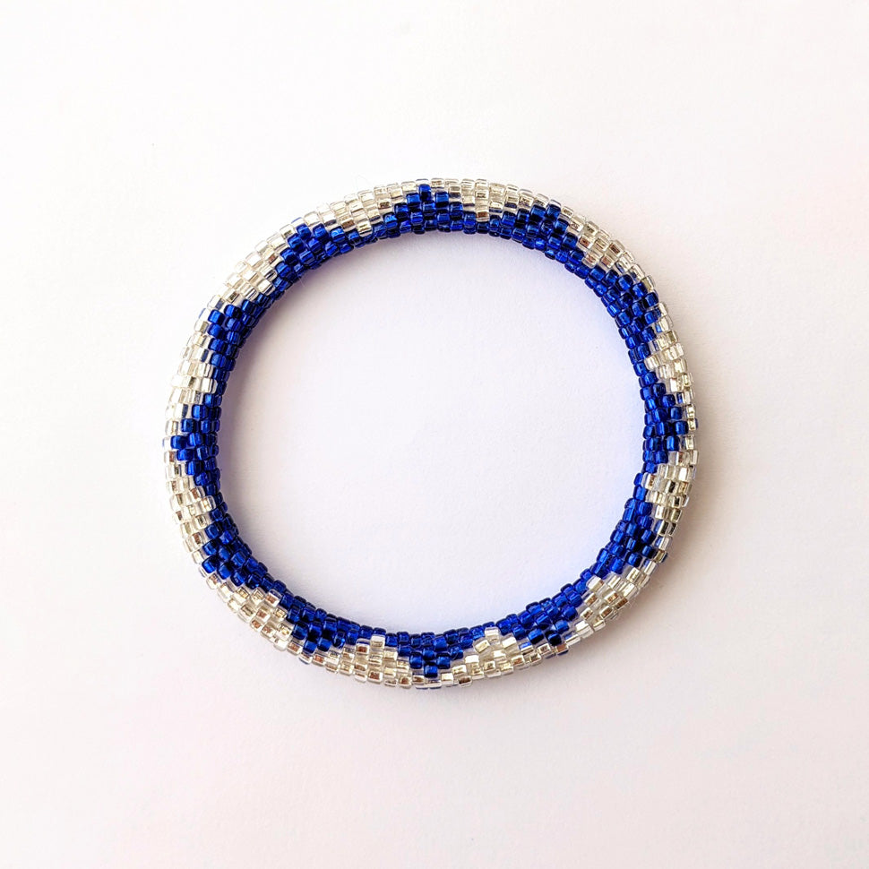 Bracelet népalais #20 (bleu et argenté)