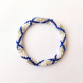 Bracelet népalais #22 (blanc, bleu et argenté)