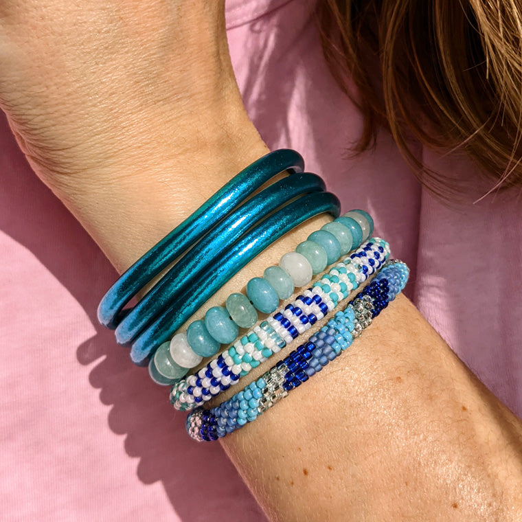 Bracelet népalais #24 (bleu et vert eau)