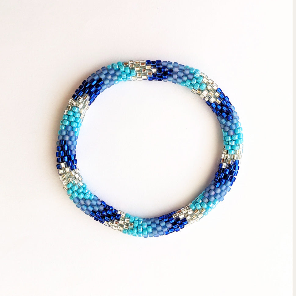 Bracelet népalais #23 (bleu et argenté)