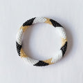 Bracelet népalais #1 (blanc, noir et doré)