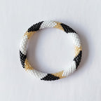 Bracelet népalais #1 (blanc, noir et doré)