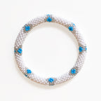 Bracelet népalais #101 (blanc et bleu)