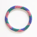 Bracelet népalais #103 (vert, bleu et rose)