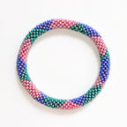 Bracelet népalais #103 (vert, bleu et rose)