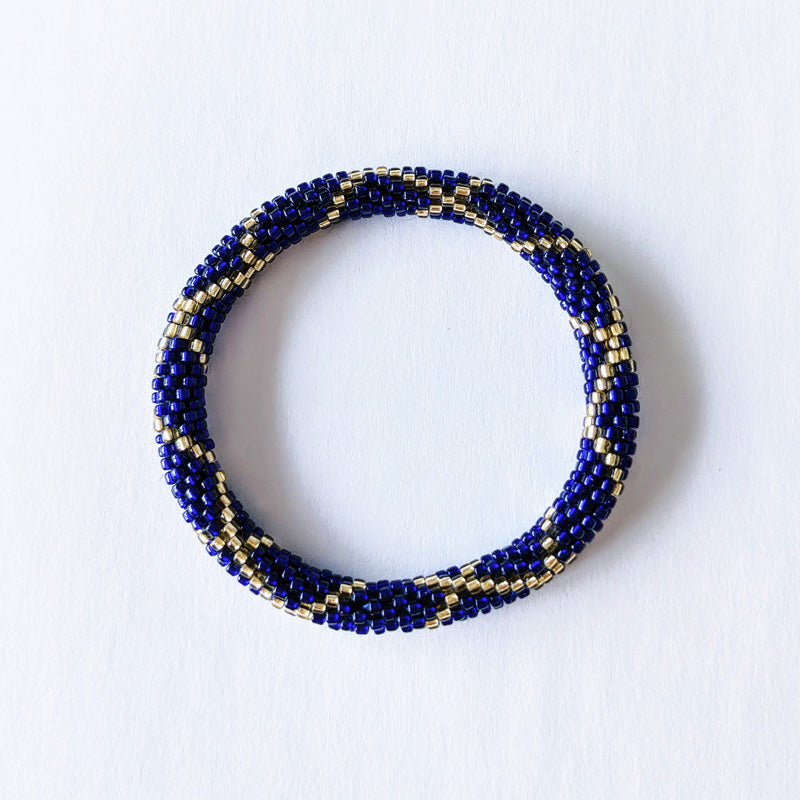 Bracelet népalais #14 (bleu nuit et or)