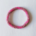 Bracelet népalais #15 (rose et argent)
