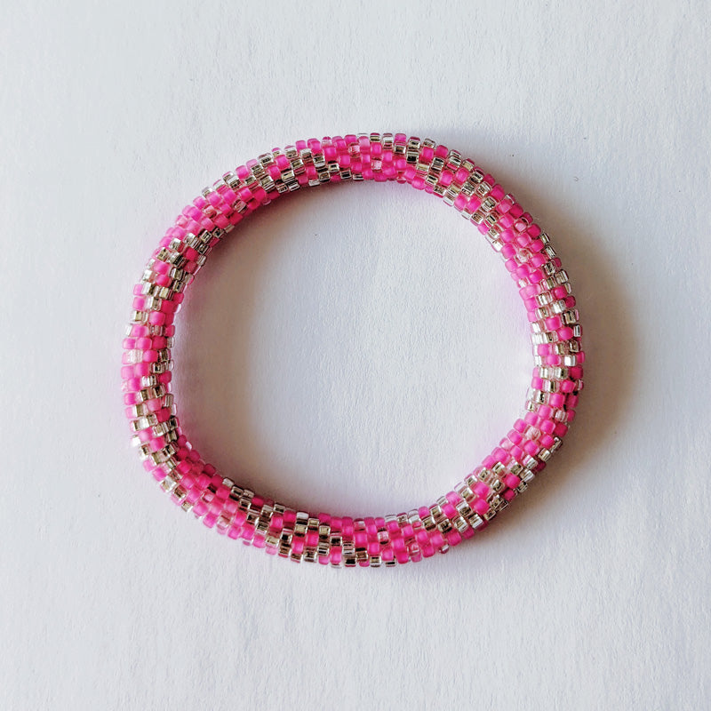 Bracelet népalais #15 (rose et argent)