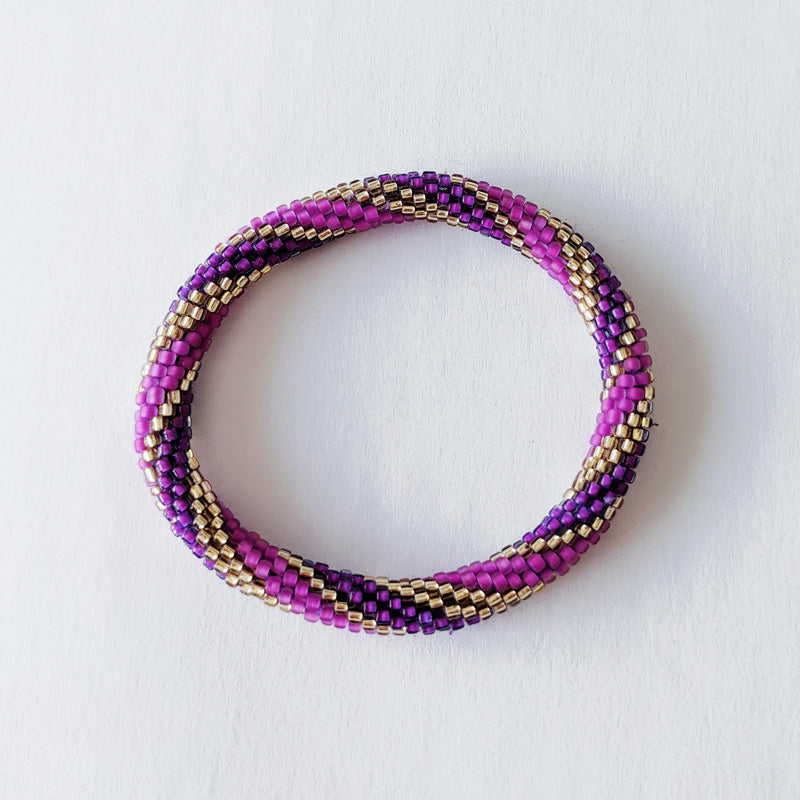 Bracelet népalais #17 (violet et doré)