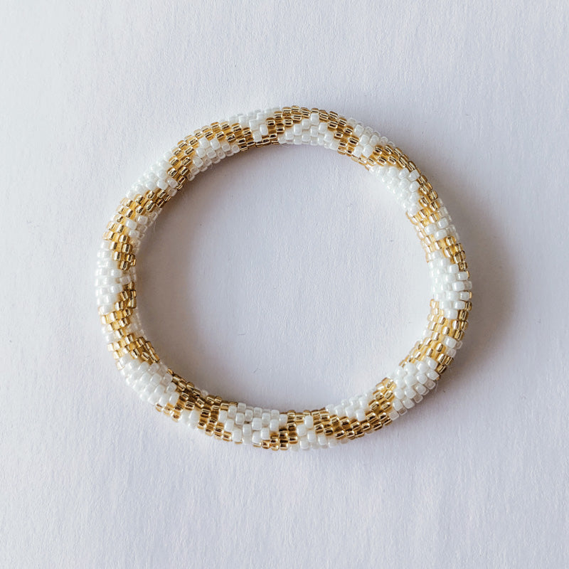 Bracelet népalais #2 (blanc et doré)
