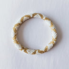Bracelet népalais #2 (blanc et doré)