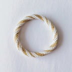Bracelet népalais #4 (blanc et doré)