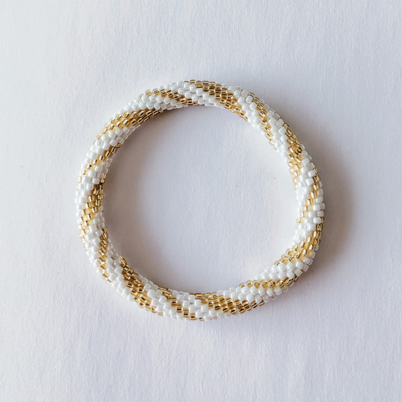 Bracelet népalais #4 (blanc et doré)