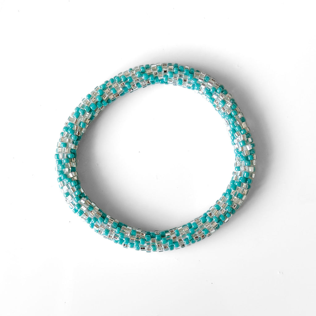 Bracelet népalais #53 (vert et argent)