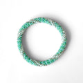 Bracelet népalais #54 (vert pastel et argent)