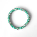 Bracelet népalais #54 (vert pastel et argent)