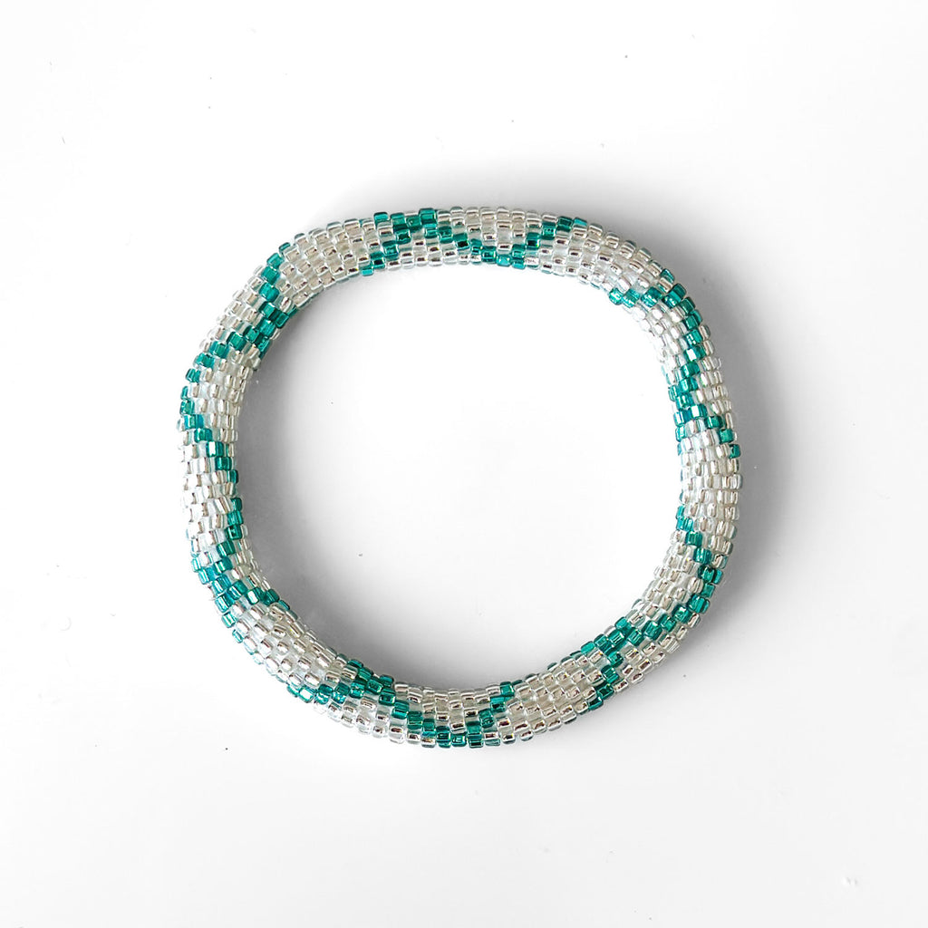 Bracelet népalais #55 (argent et vert)