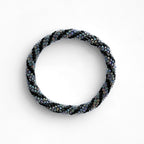 Bracelet népalais #57 (noir et irisé bleu gris)