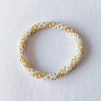 Bracelet népalais #6 (blanc et doré)