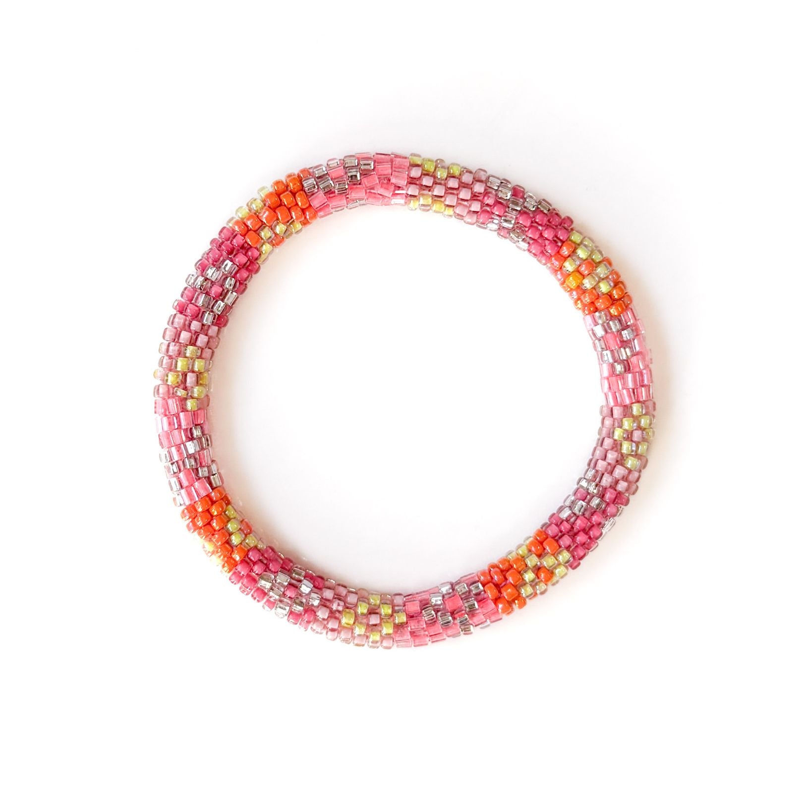 Bracelet népalais #74 (rose orange silver)