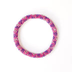 Bracelet népalais #76 (rose, violet et argenté)