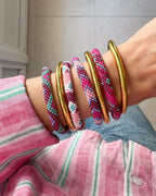 Bracelet népalais #81 (rose et violet)