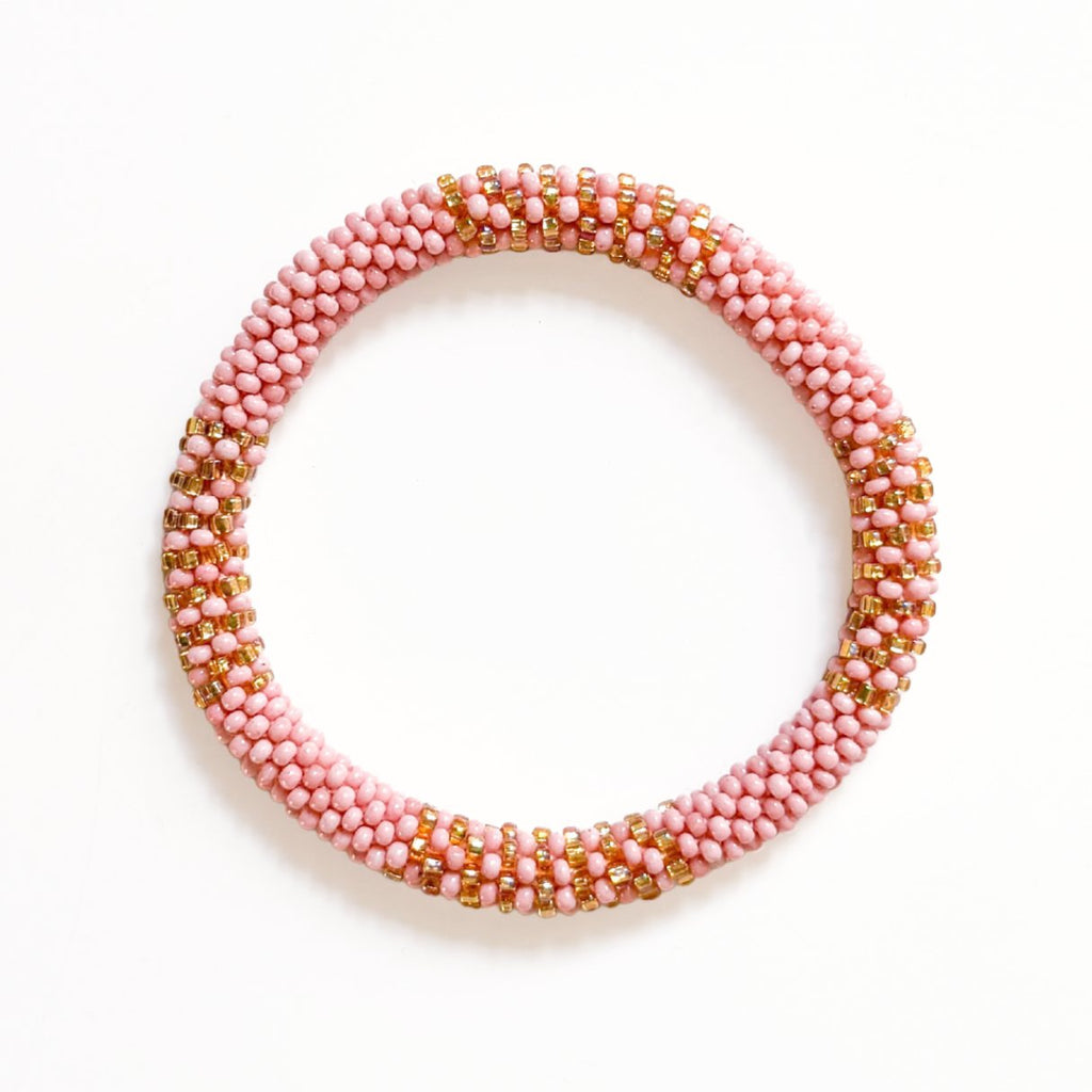 Bracelet népalais #85 (rose et doré)