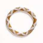 Bracelet népalais #87 (blanc et doré)