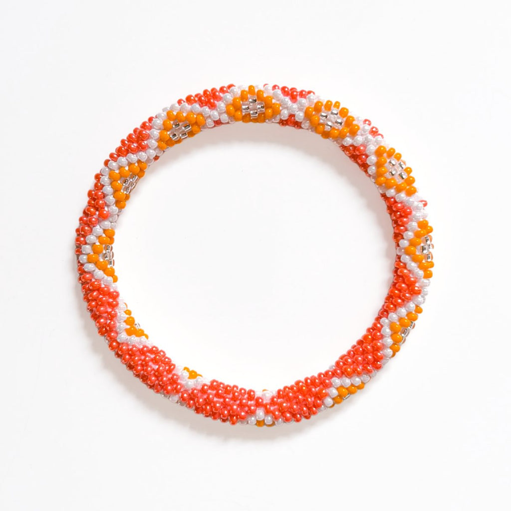Bracelet népalais #89 (orange et blanc)