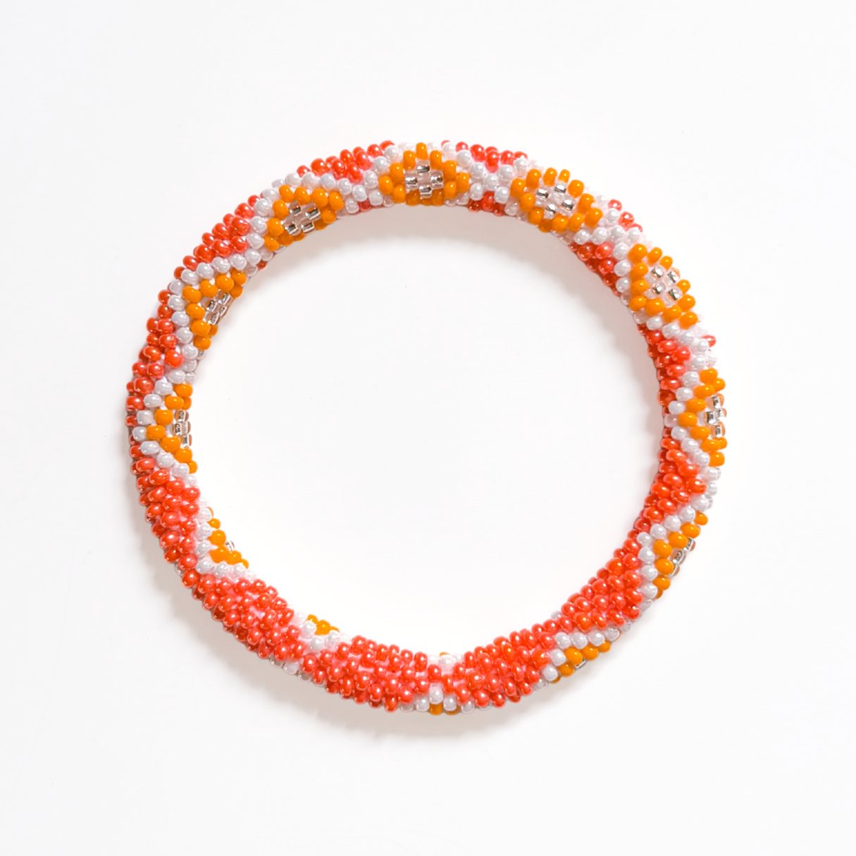 Bracelet népalais #89 (orange et blanc)
