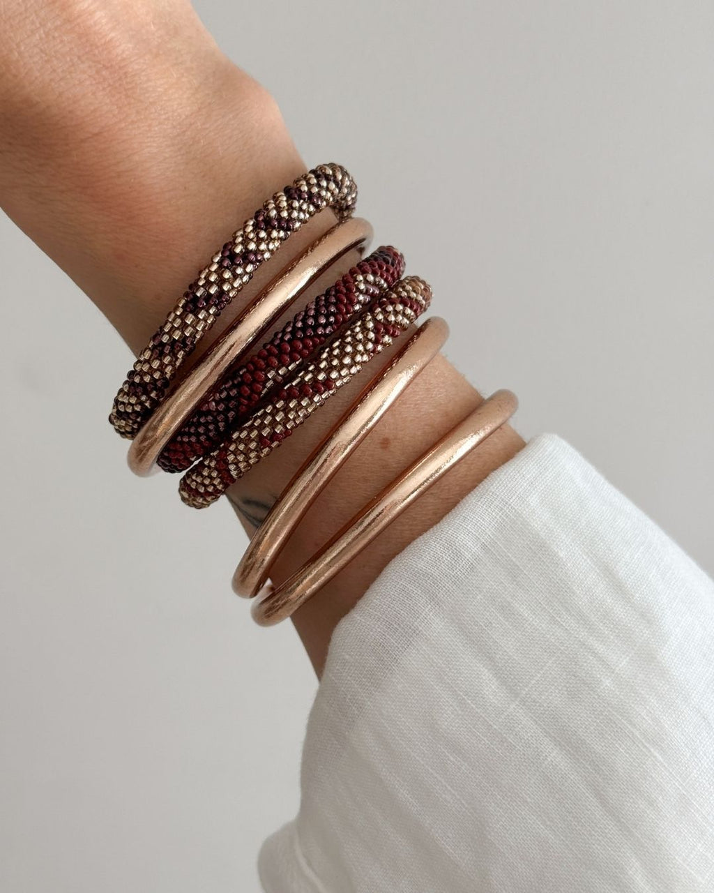 Bracelet népalais #91 (marron et champagne)