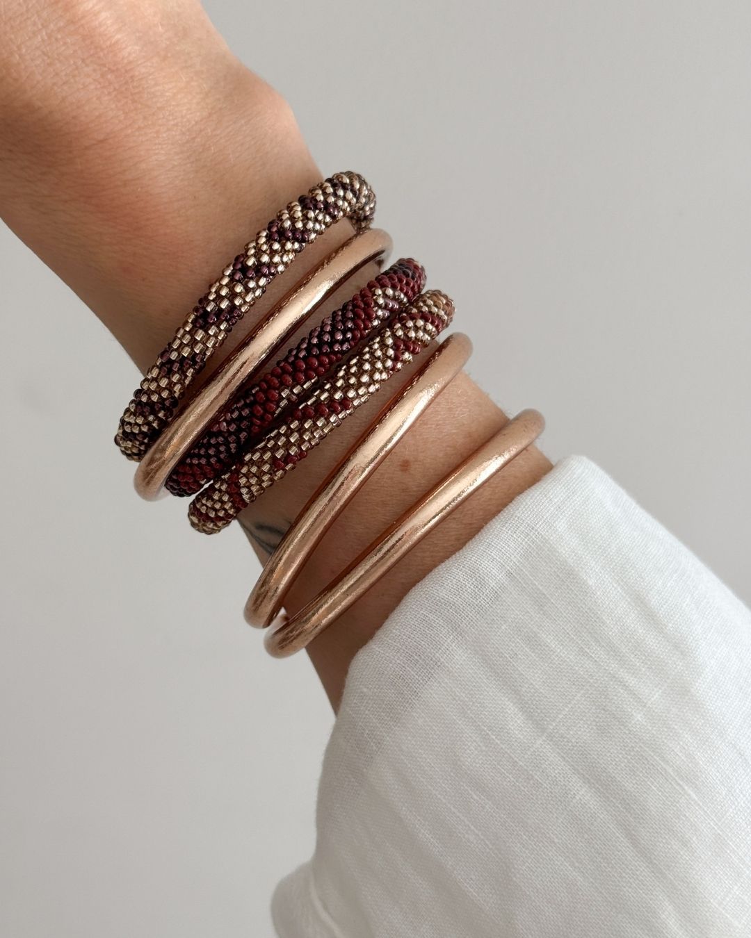Bracelet népalais #91 (marron et champagne)