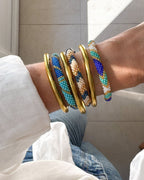 Bracelet népalais #95 (bleu, vert et doré)