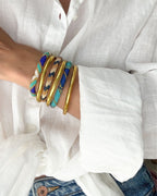 Bracelet népalais #95 (bleu, vert et doré)