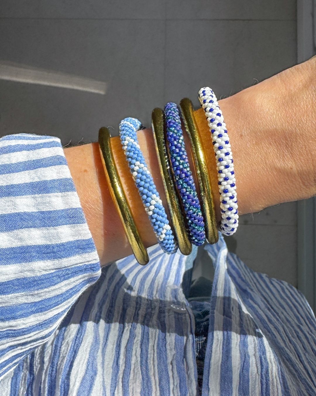 Bracelet népalais #99 (bleu et blanc)
