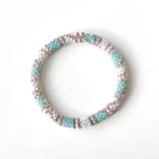 Bracelet népalais #48 (vert-eau et champagne)