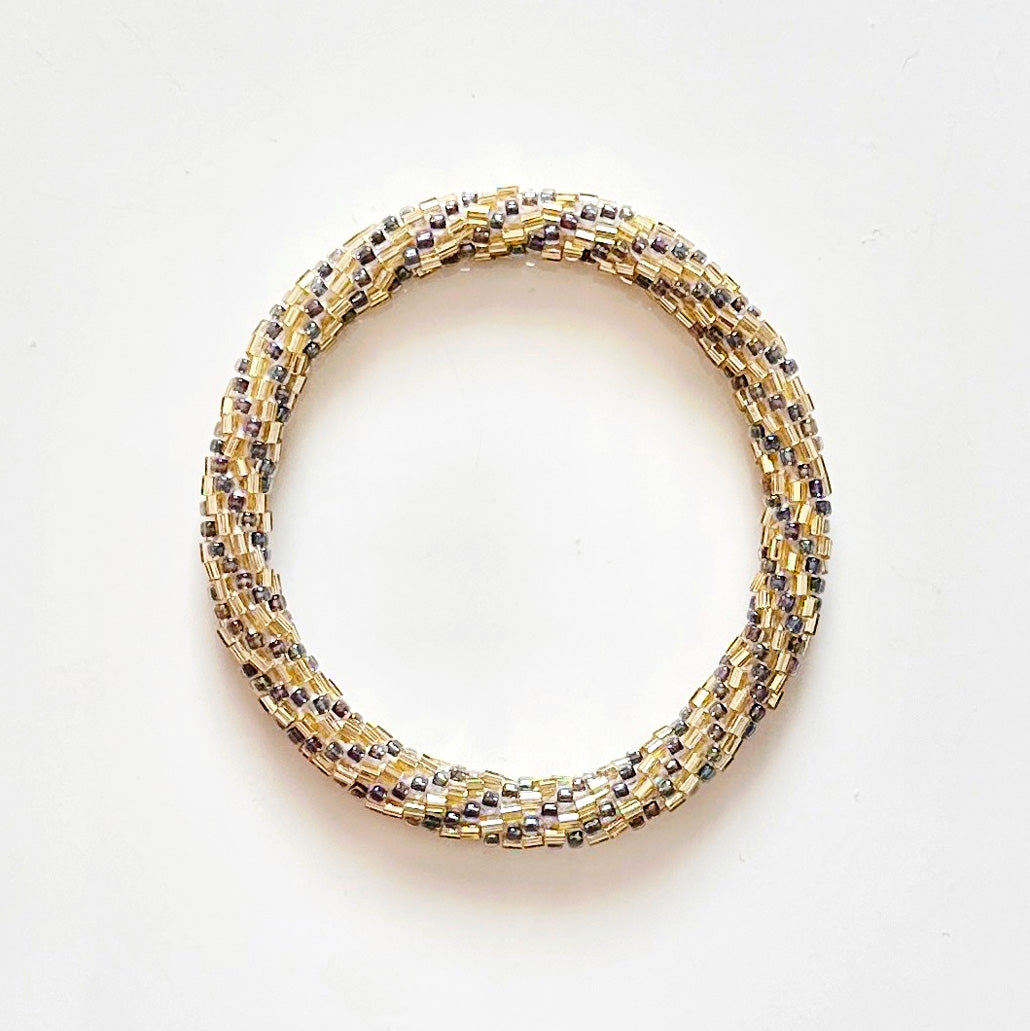 Bracelet népalais #40 (bleu-gris et doré)