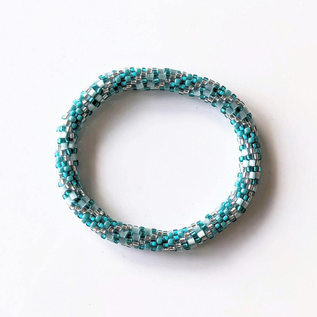 Bracelet népalais #25 (turquoise argenté)