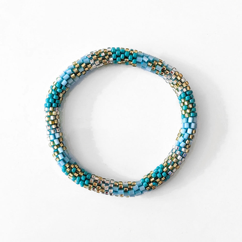 Bracelet népalais #26 (turquoise doré argenté)
