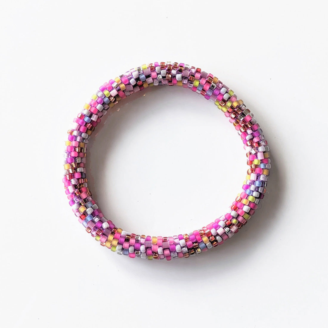 Bracelet népalais #32 (confettis rose violet)