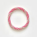 Bracelet népalais #36 (rose, blanc et doré)