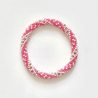 Bracelet népalais #36 (rose, blanc et doré)