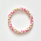 Bracelet népalais #38 (rose, blanc et doré)
