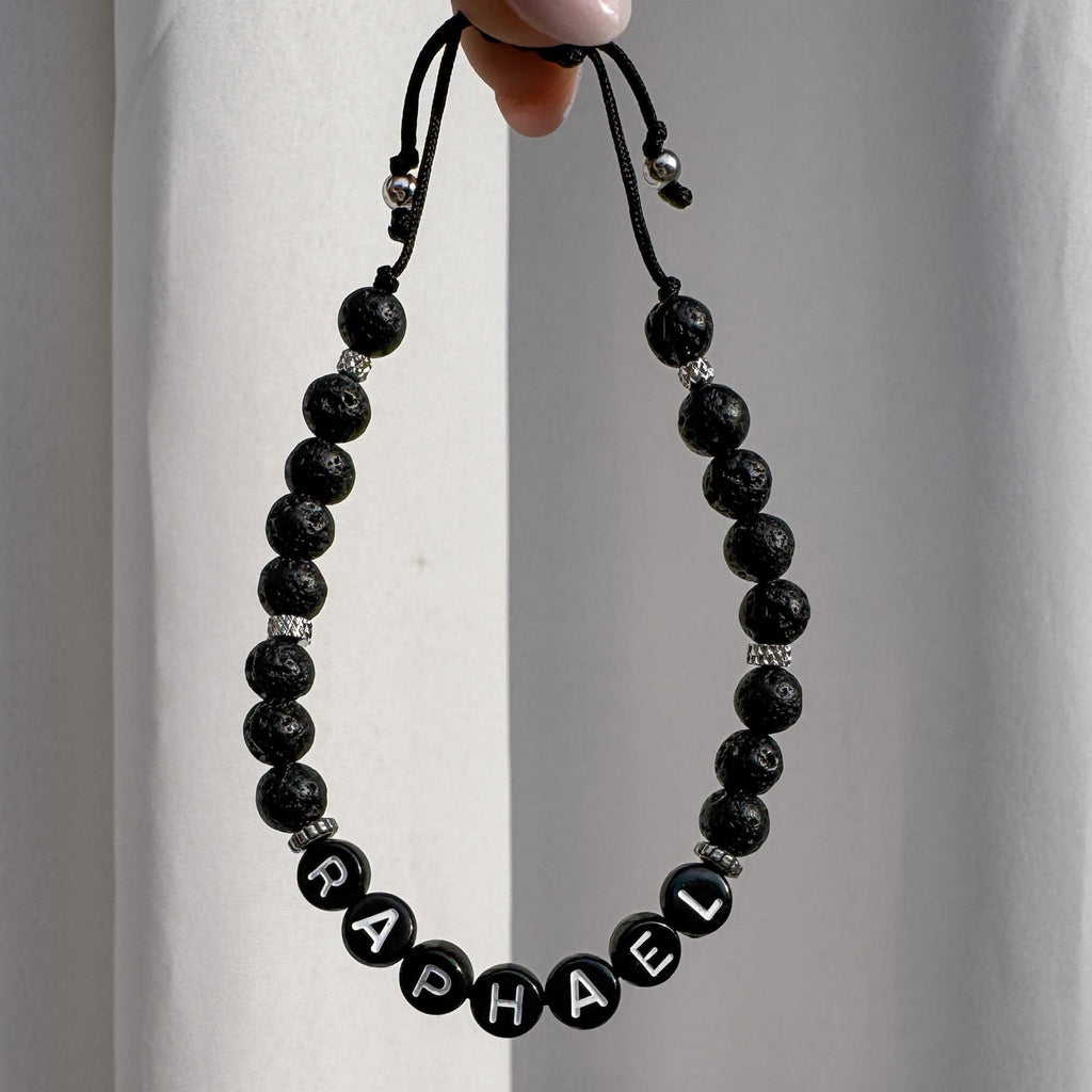 Bracelet Little Words for men - pierre de lave (à personnaliser)