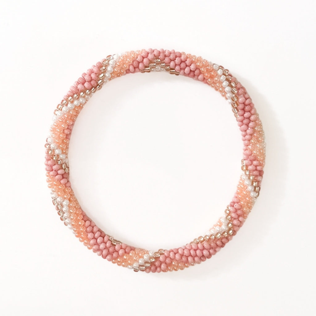 Bracelet népalais #108 pêche et rose